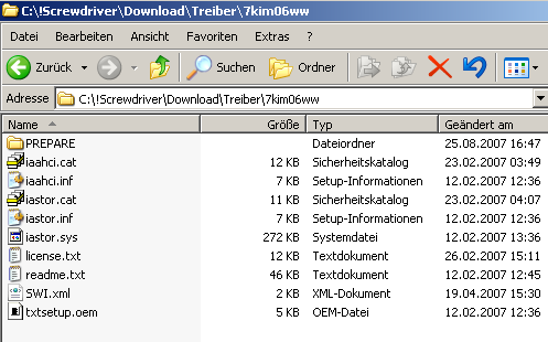 Entpackter Festplattentreiber